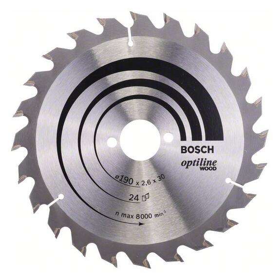 Bosch Pílový kotúč Optiline for Wood 190 x 30 x 2,6mm Z24